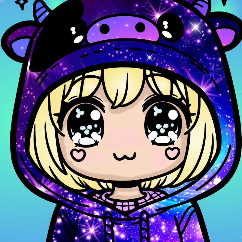 kawaii girl with cow hoodie