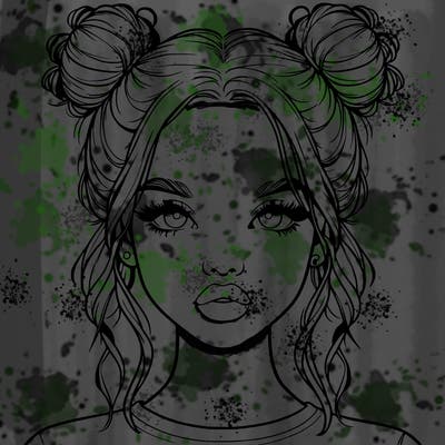 realistic girl with two buns in hair and lips