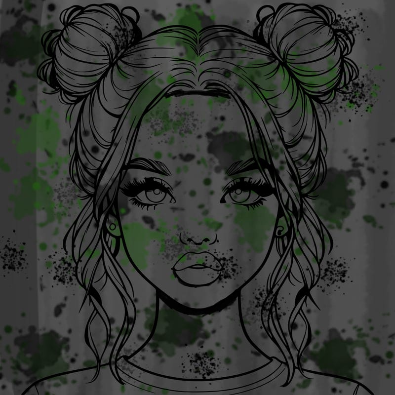 realistic girl with two buns in hair and lips