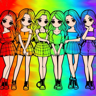 a group of girls realistic