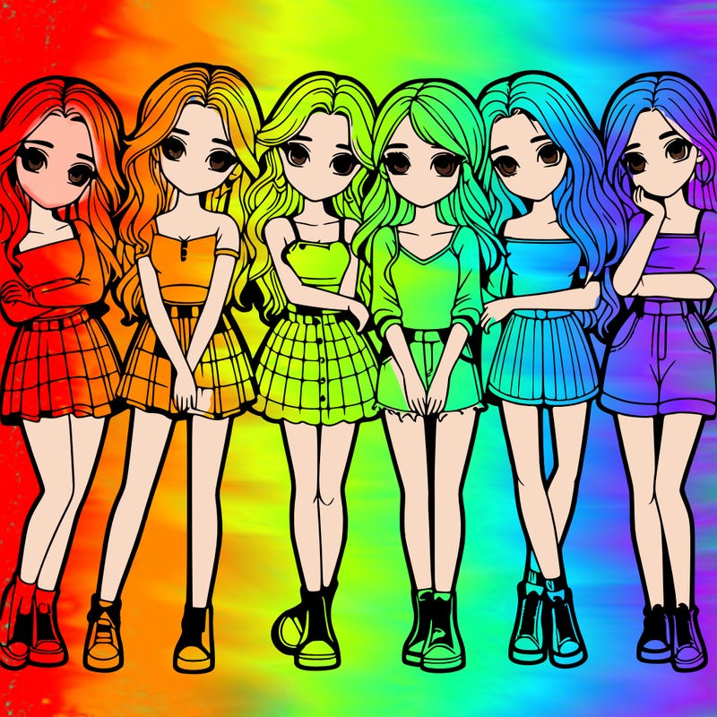 a group of girls realistic