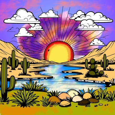 realistic sun set