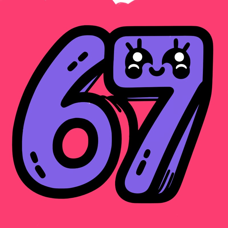 the numbers 67