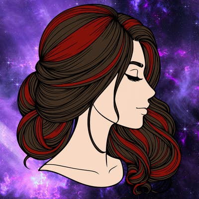 realistic woman's head & hair