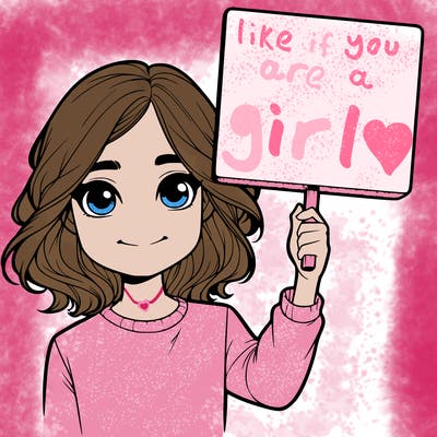 realistic girl holding up a sign