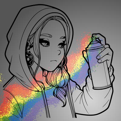 a realistic girl, spray painting