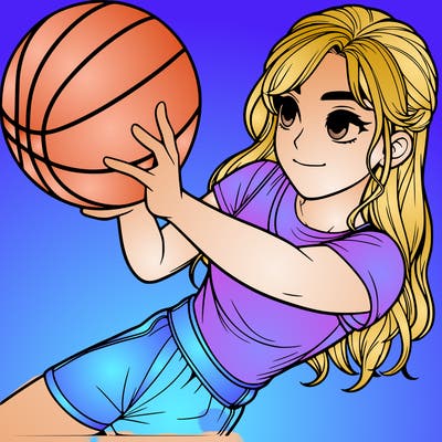 realistic girl playing basketball