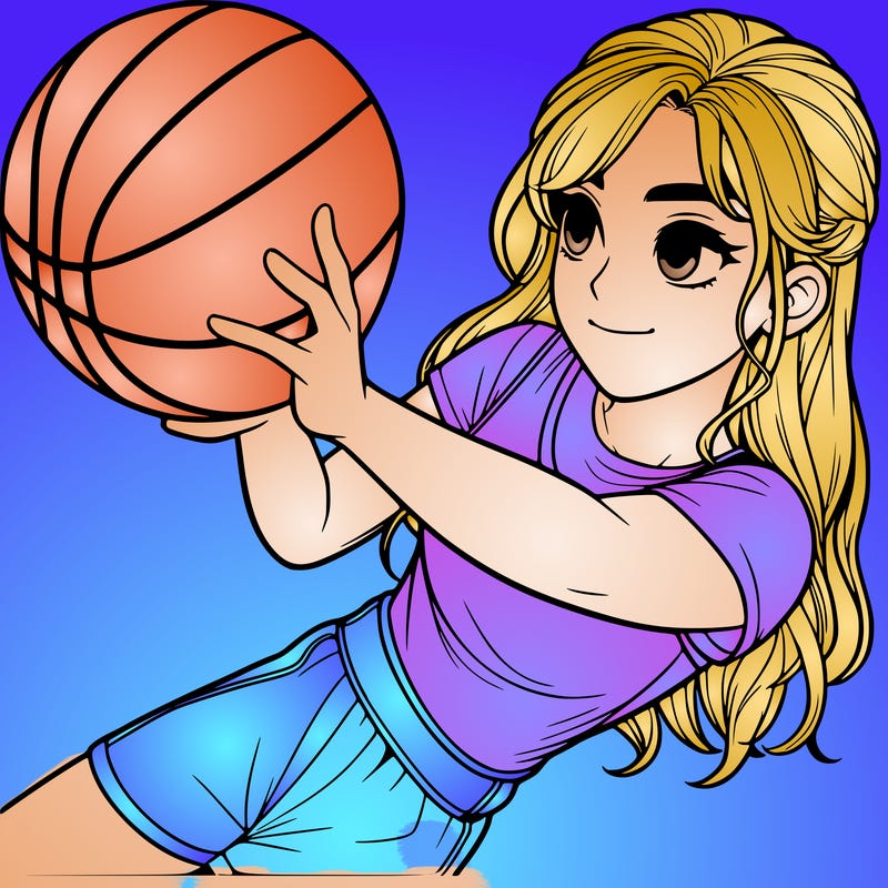 realistic girl playing basketball