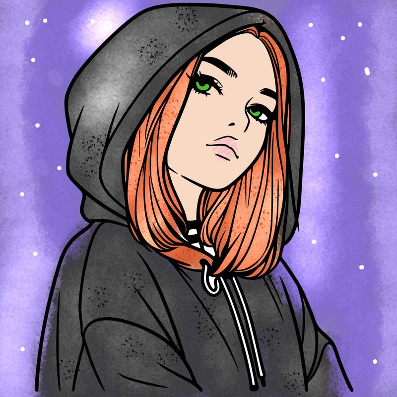 a realistic girl in a hoodie