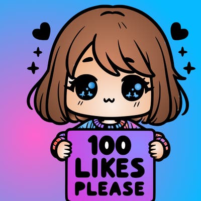 cute girl holding a sign saying 100 likes please