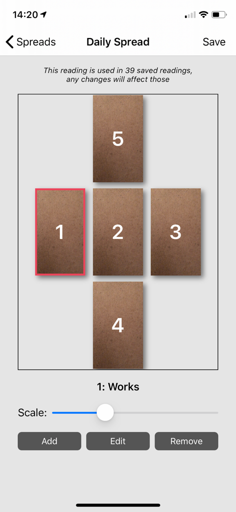 Tarot Journal - Custom five card daily tarot spread layout editor