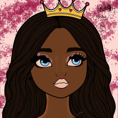 a realistic girl with a crown on