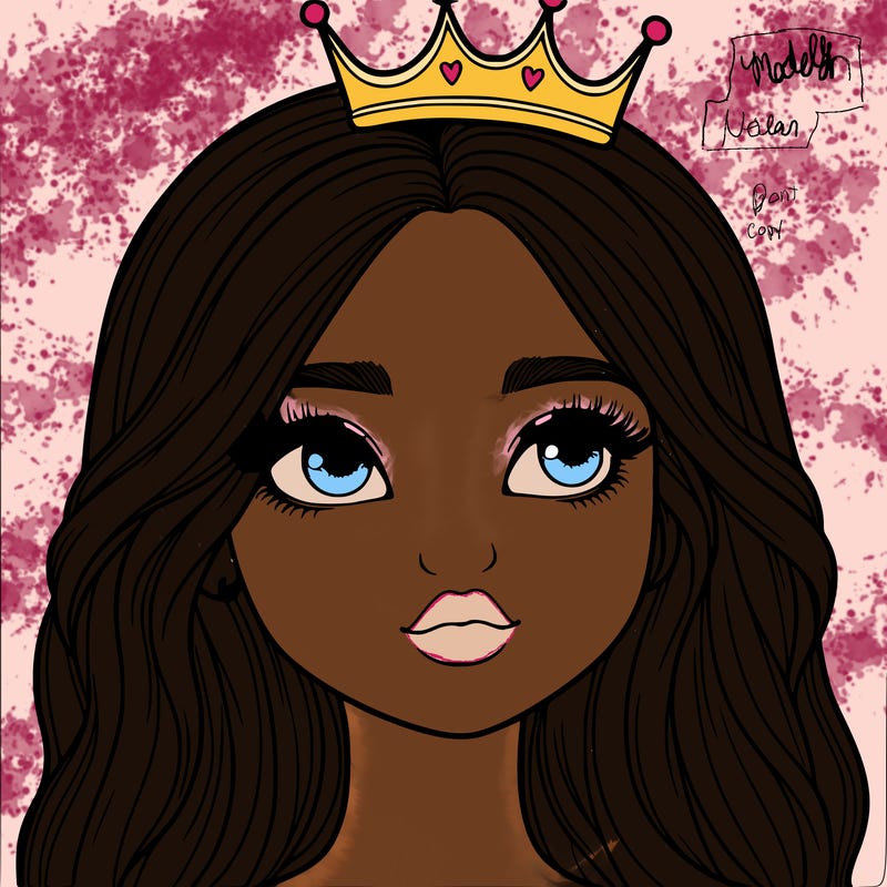 a realistic girl with a crown on