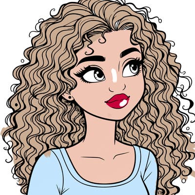 realistic girl with curly hair