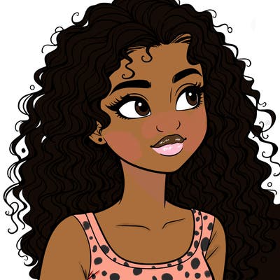 realistic girl with curly hair