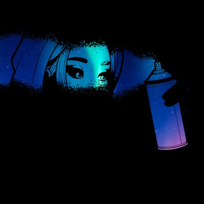 a realistic girl, spray painting