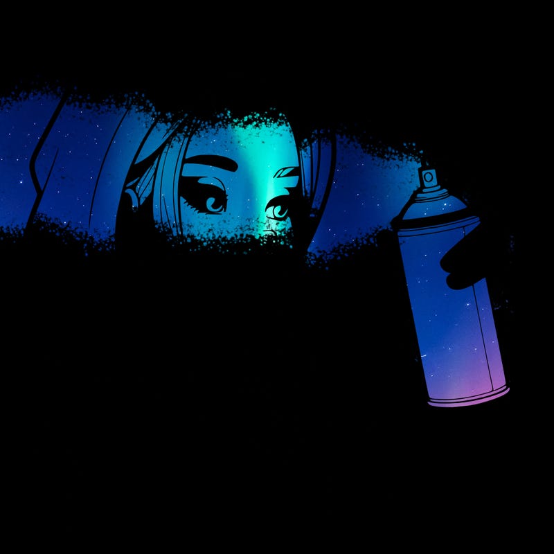 a realistic girl, spray painting