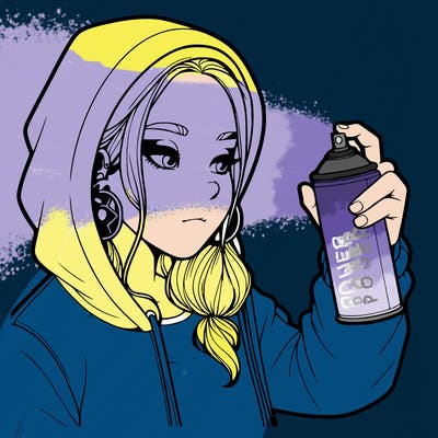 a realistic girl, spray painting