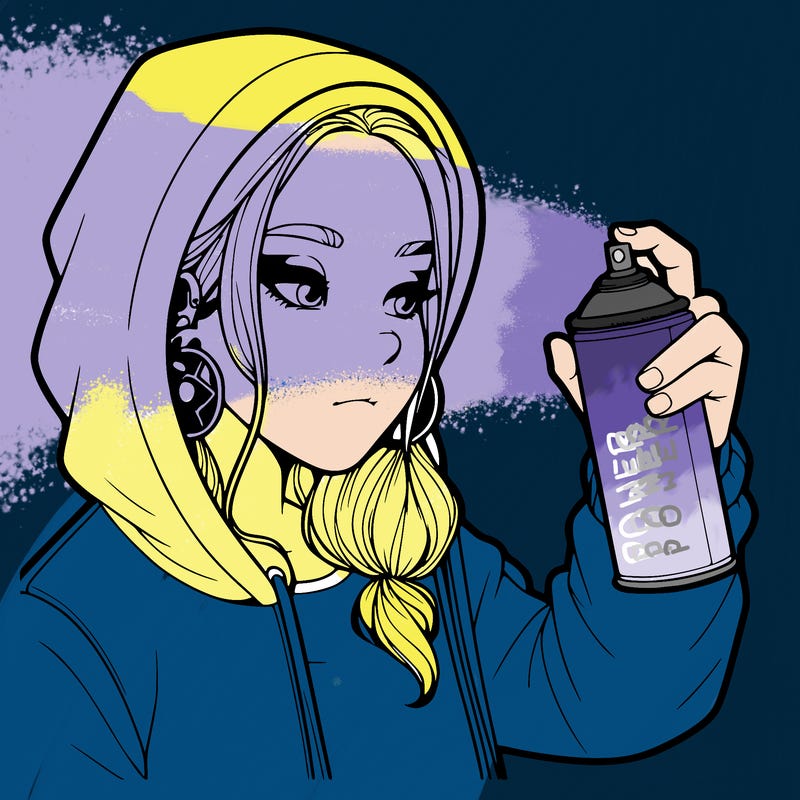 a realistic girl, spray painting