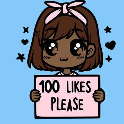 girl holding sign saying 100 likes please