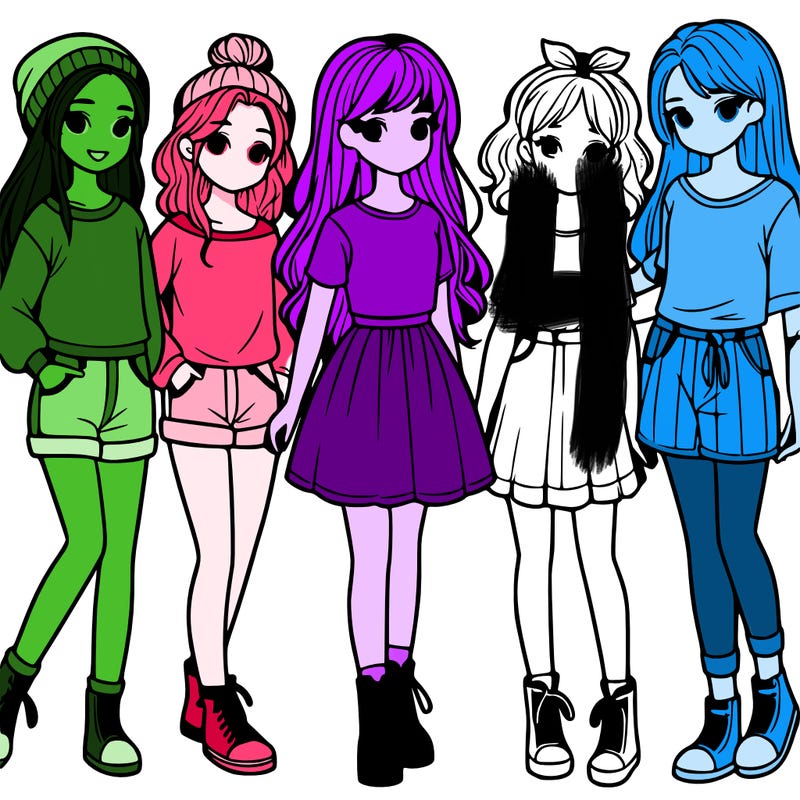 a group of five girls