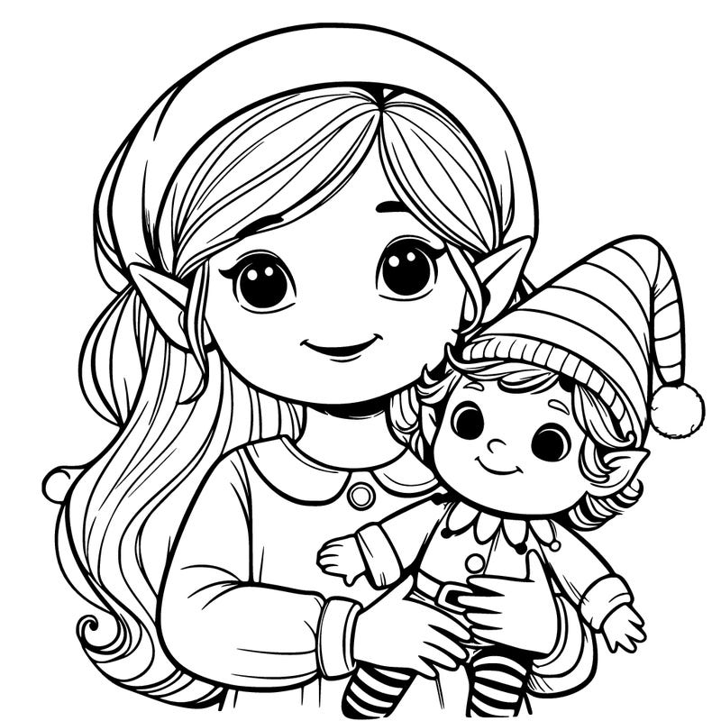 a realistic little girl holding an elf