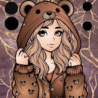 realistic girl in a animal pjs hoodie