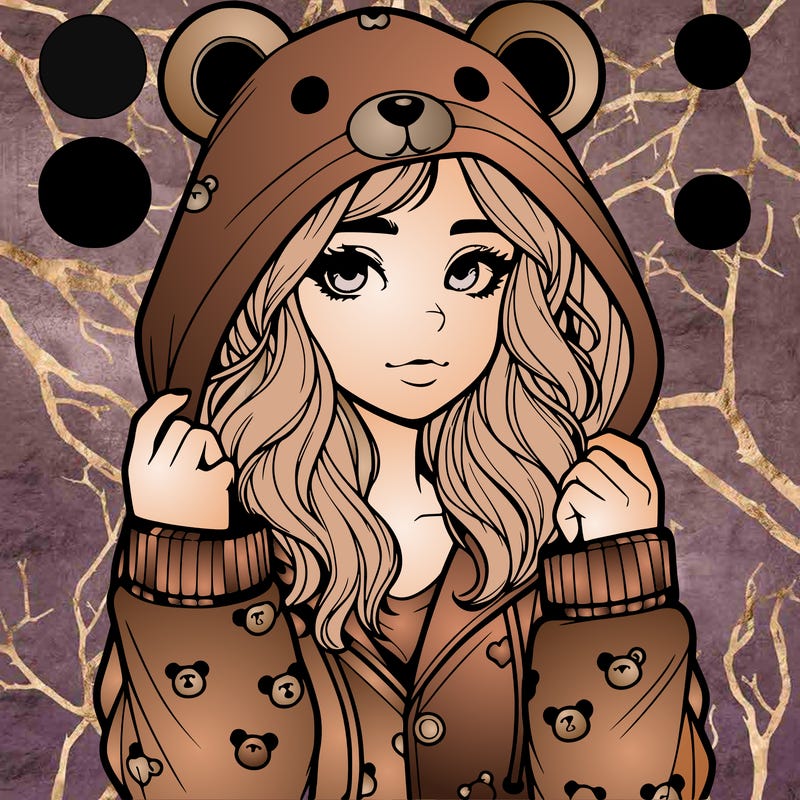 realistic girl in a animal pjs hoodie