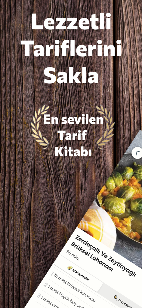 AllRecipes Meal Planner - Digital recipe book interface showing ingredients for a healthy Brussels sprout recipe over a rustic wooden background.