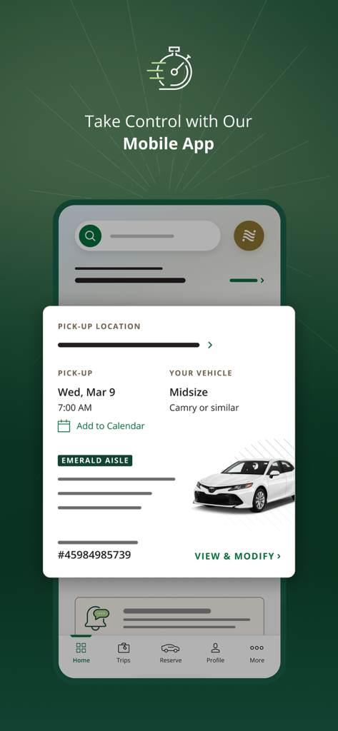 National Car Rental - National Car Rental mobile app reservation screen with Emerald Aisle vehicle selection