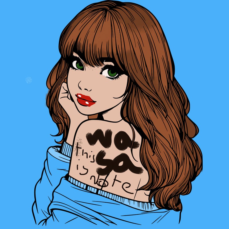 realistic girl with bangs looking over her shoulder