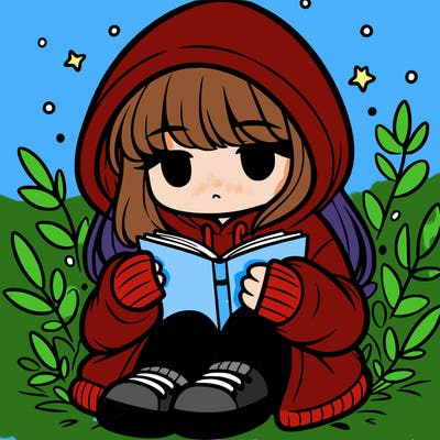 girl in oversized hoodie reading a book