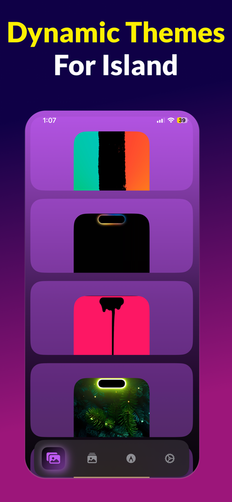 Glass Wallpapers - Lock Screen - iPhone 개인화를 위한 다채로운 Dynamic Island 배경화면 테마 갤러리.