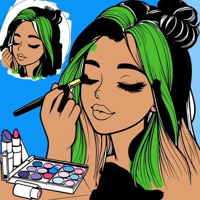 realistic girl doing makeup