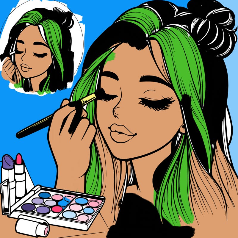 realistic girl doing makeup