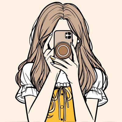 a realistic girl holding her phone taking pictures