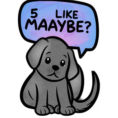 a puppy that says 5 like maybe