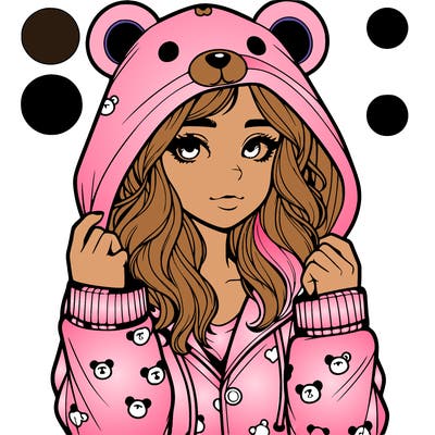 realistic girl in a animal pjs hoodie