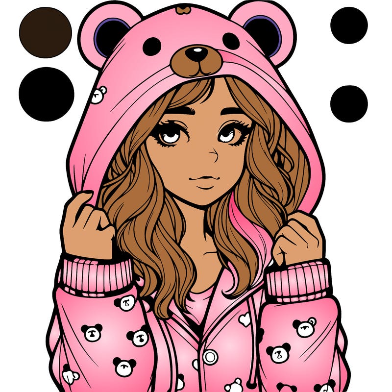 realistic girl in a animal pjs hoodie