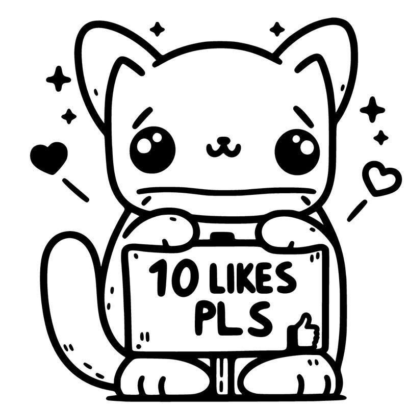 cute cat bye a sign that says 10 likes pls