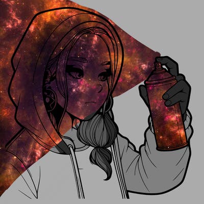 a realistic girl, spray painting