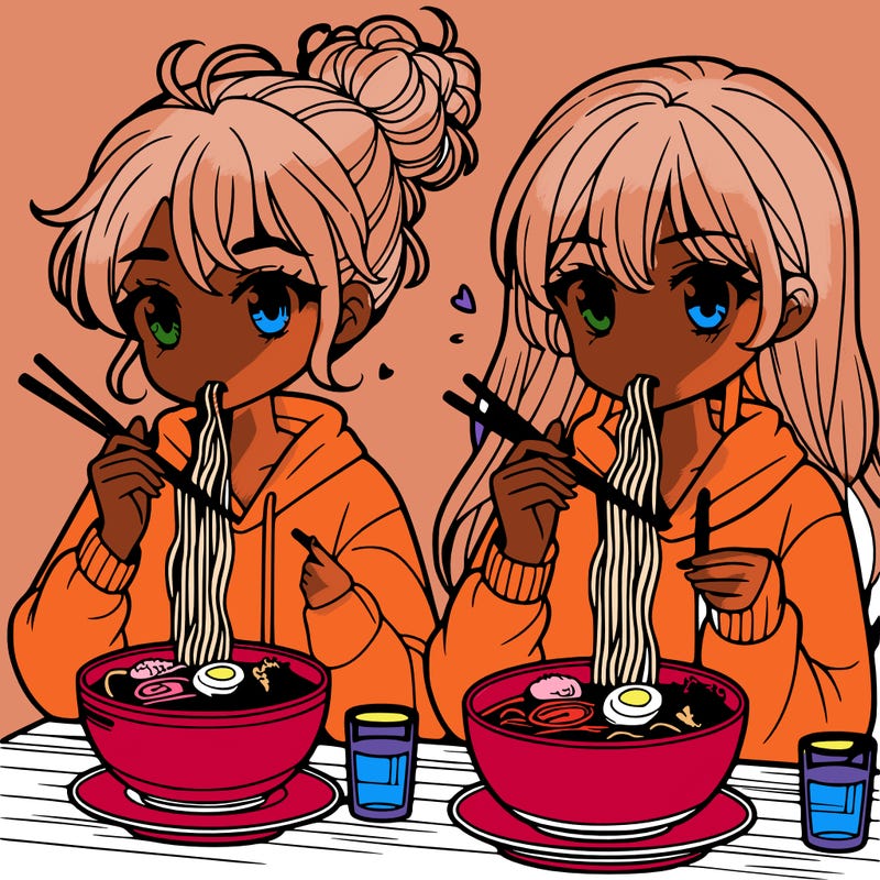girls eating ramen