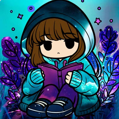 girl in oversized hoodie reading a book