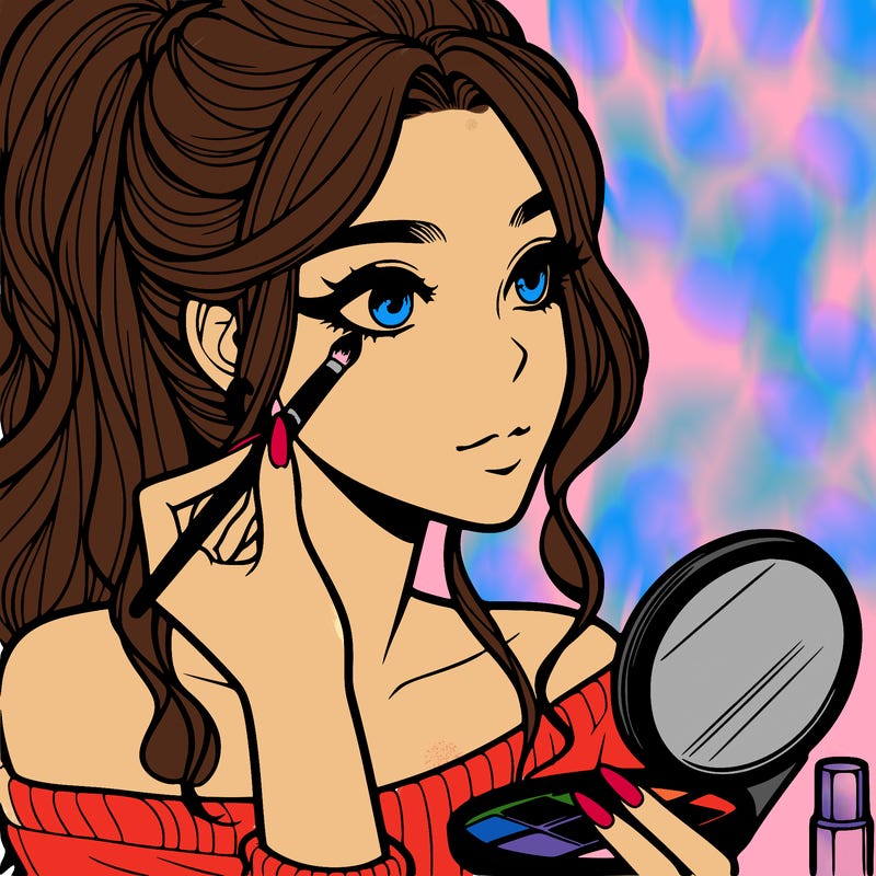 a realistic girl doing her makeup