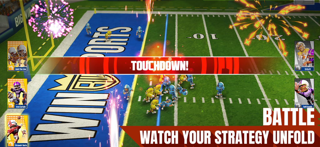 Big Win Football 2026 - Celebración de touchdown de fútbol americano en la jugabilidad de Big Win Football 2026