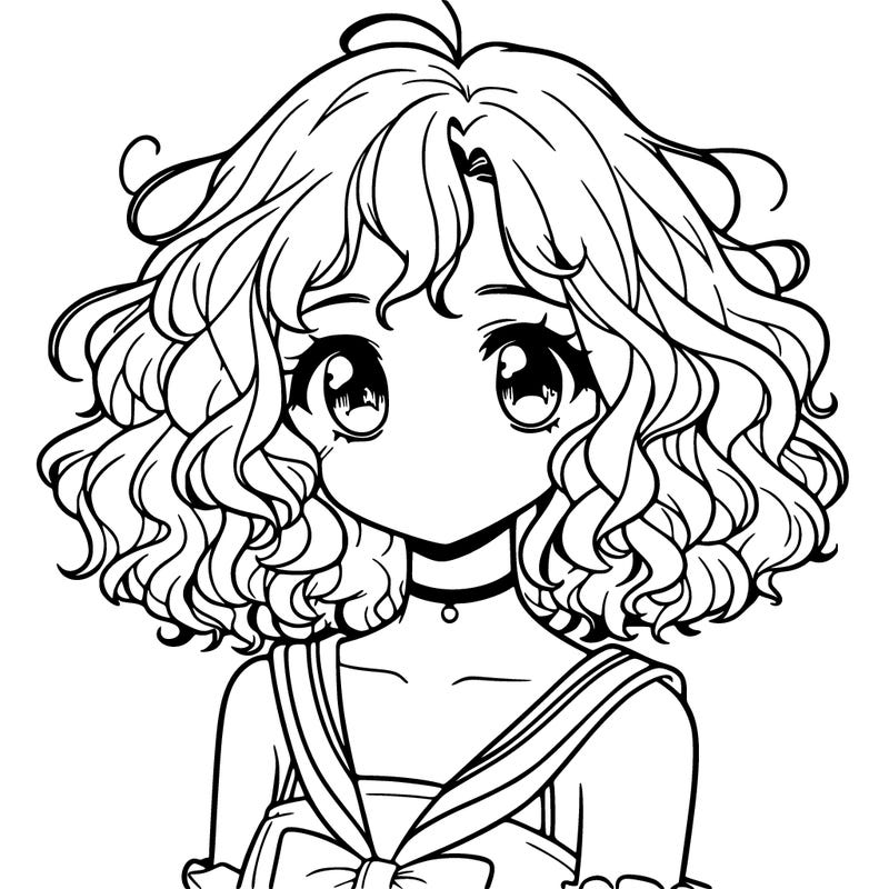 manga character a girl curly hair