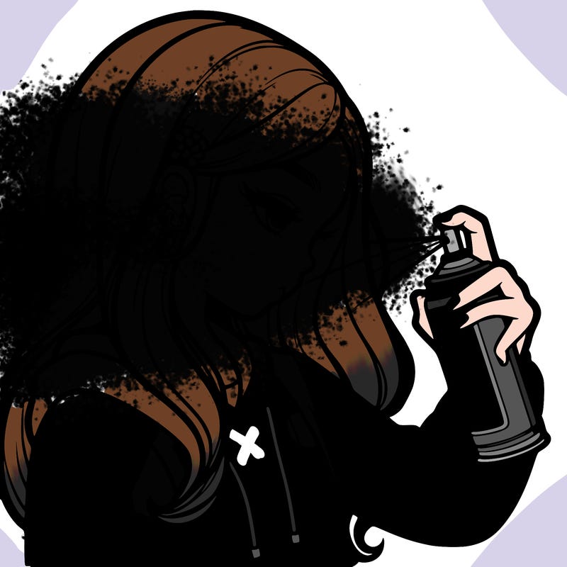 a realistic girl spray painting