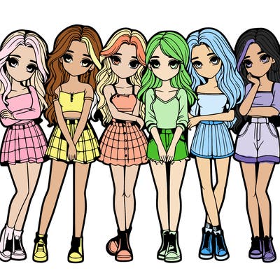 a group of girls realistic