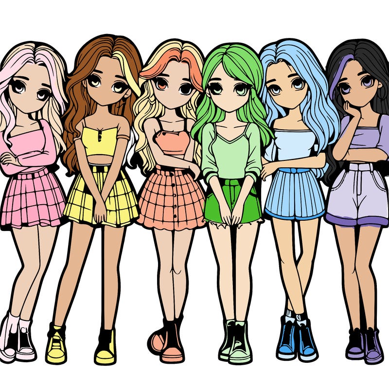 a group of girls realistic