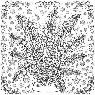 Dive into the festive spirit with this unique Christmas Ladder Fern coloring page. Adorned with charming holiday elements, it offers a delightful and relaxing creative activity for all ages.